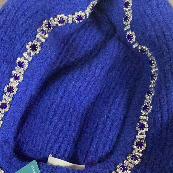 Anthropologie blue bejeweled hint snood hat new with tags - Picture 4 of 6